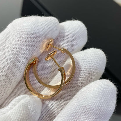 [Stars Jewelry]LOVE DIAMOND PINK GOLD HOOP EARRINGS