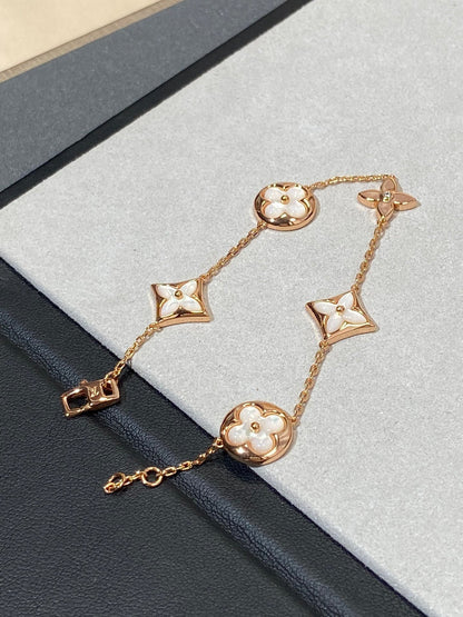 [Stars Jewelry]STAR AND SUN 5 MOTIF MOP PINK GOLD BRACELET