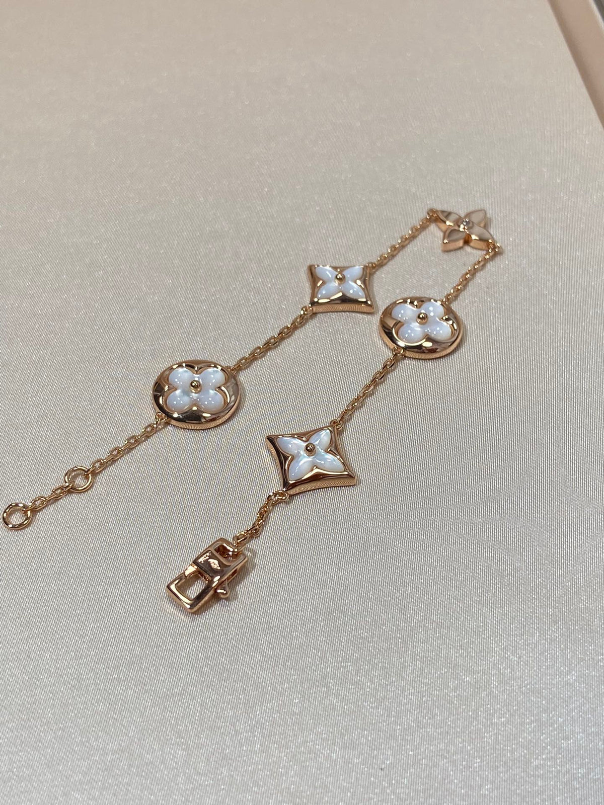 [Stars Jewelry]STAR AND SUN 5 MOTIF MOP PINK GOLD BRACELET