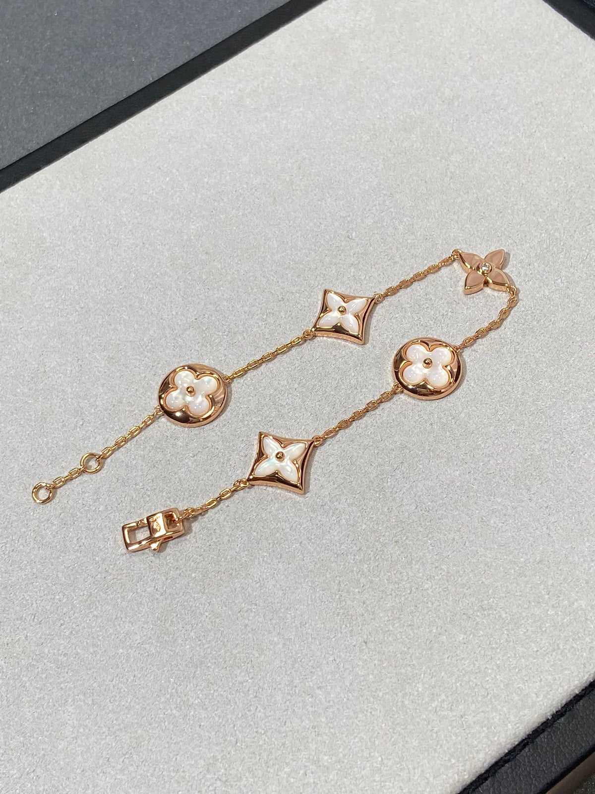 [Stars Jewelry]STAR AND SUN 5 MOTIF MOP PINK GOLD BRACELET