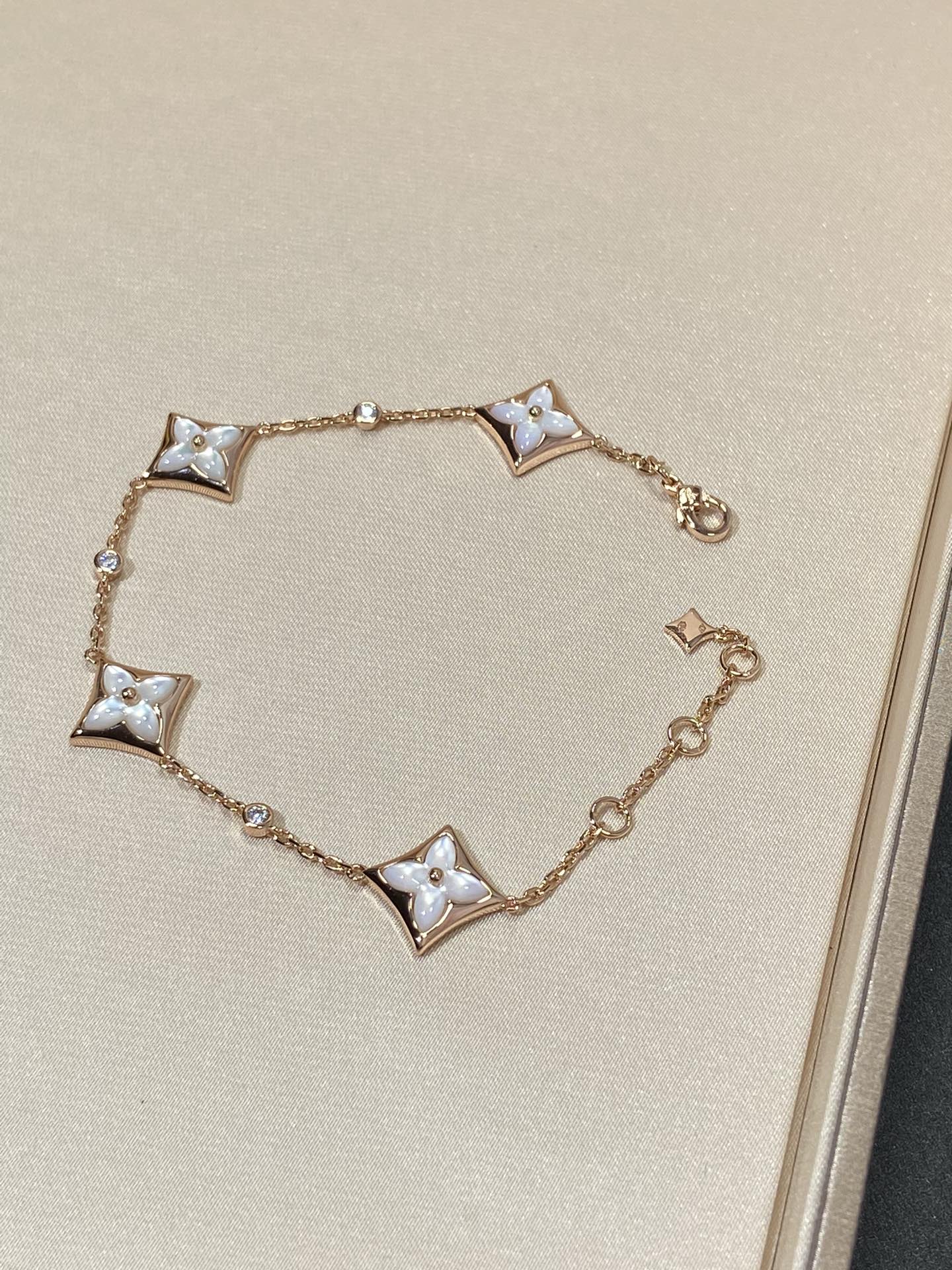 [Stars Jewelry]STAR 4 MOTIF MOP DIAMOND PINK GOLD BRACELET