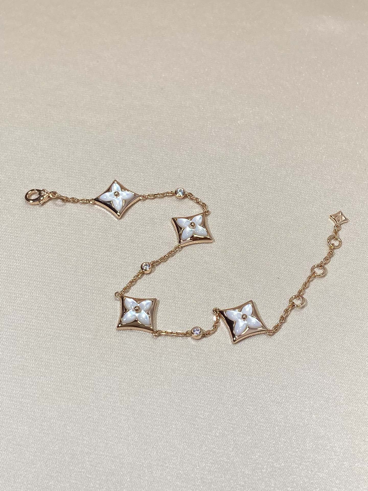 [Stars Jewelry]STAR 4 MOTIF MOP DIAMOND PINK GOLD BRACELET
