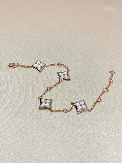 [Stars Jewelry]STAR 4 MOTIF MOP DIAMOND PINK GOLD BRACELET