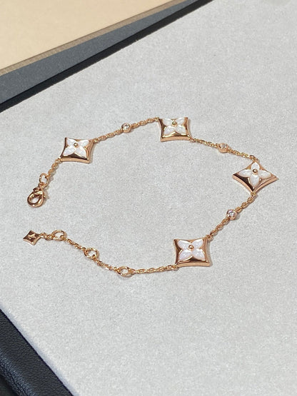 [Stars Jewelry]STAR 4 MOTIF MOP DIAMOND PINK GOLD BRACELET