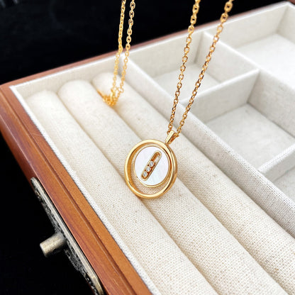 [Stars Jewelry]LUCKY MOVE MOP PINK GOLD NECKLACE