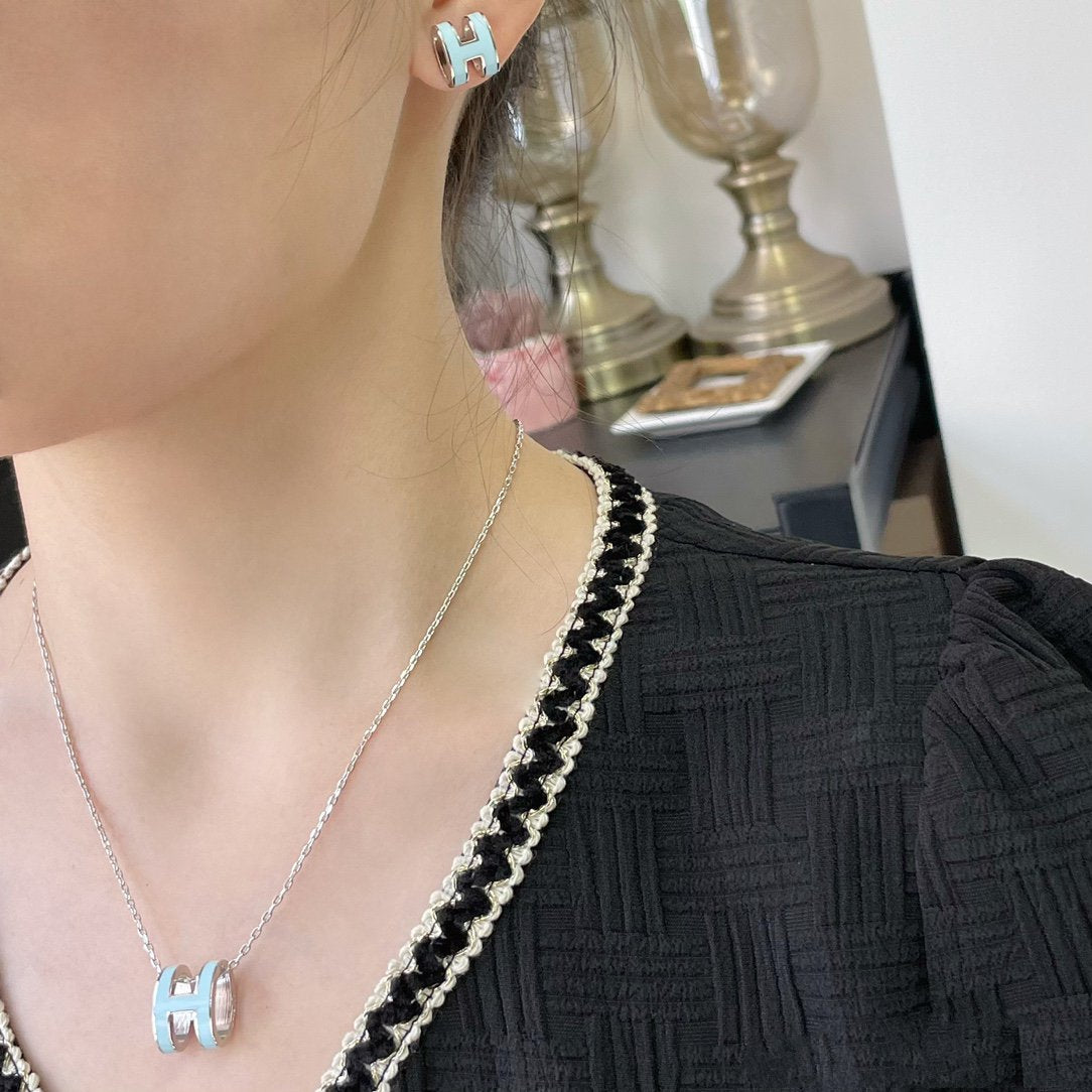 [Stars Jewelry]POP H SKY BLUE NECKLACE