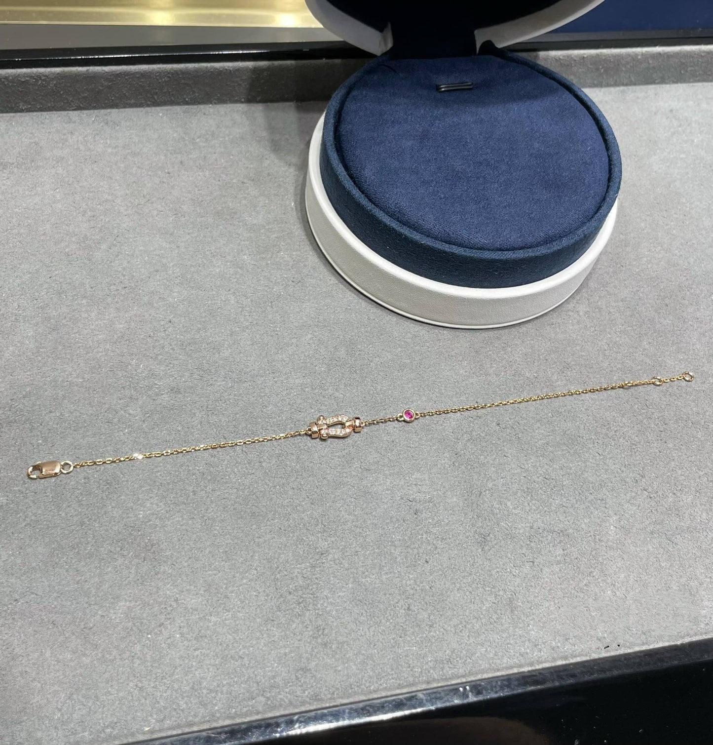 [Stars Jewelry]FORCE 10 DIAMOND CHAIN LINK PINK GOLD BRACELET