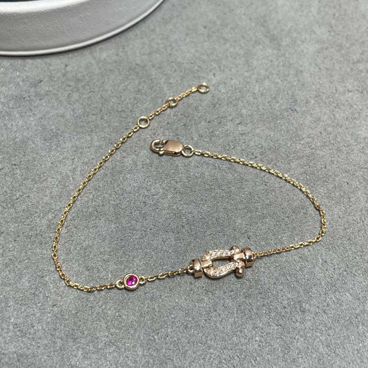 [Stars Jewelry]FORCE 10 DIAMOND CHAIN LINK PINK GOLD BRACELET