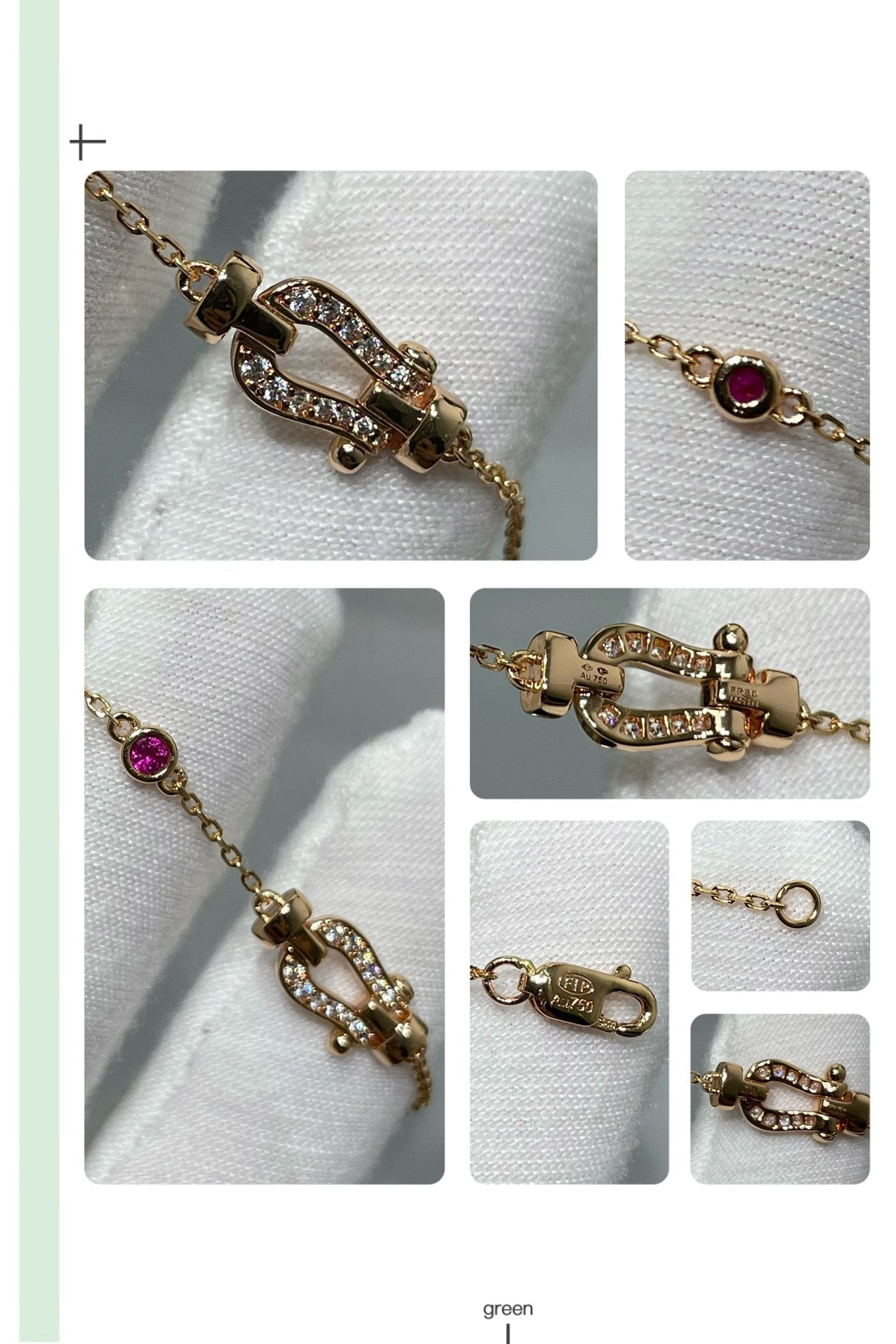 [Stars Jewelry]FORCE 10 DIAMOND CHAIN LINK PINK GOLD BRACELET