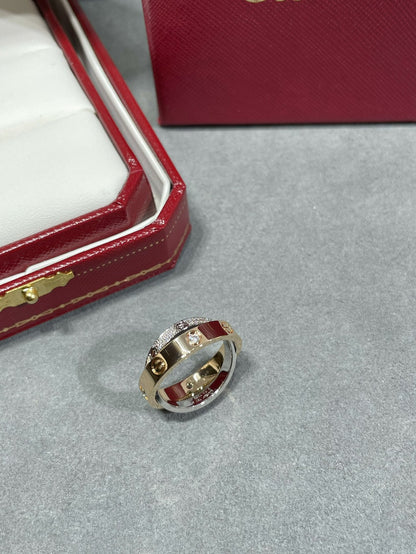 [Stars Jewelry]LOVE PINK GOLD SILVER DIAMOND DOUBLE RING