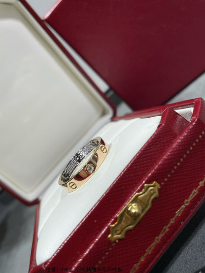 [Stars Jewelry]LOVE PINK GOLD SILVER DIAMOND DOUBLE RING