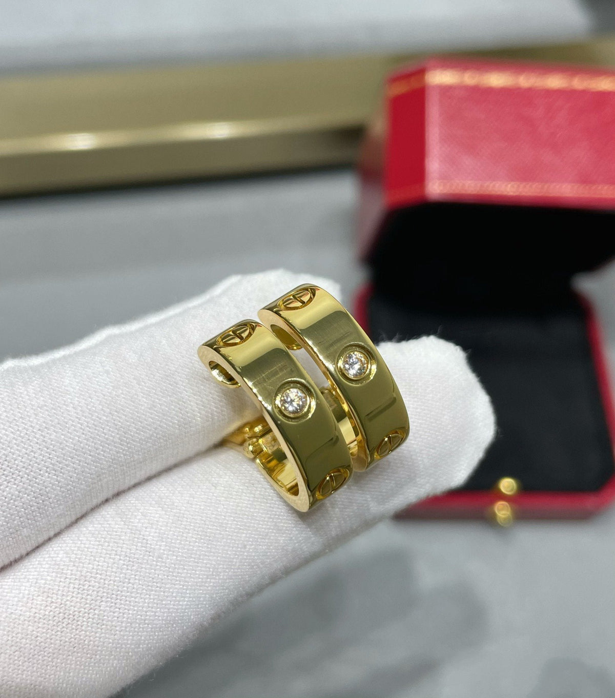 [Stars Jewelry]LOVE 5.5MM 1 DIAMOND EARRINGS