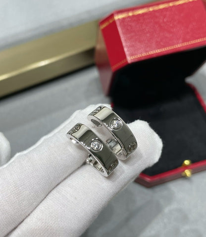 [Stars Jewelry]LOVE 5.5MM 1 DIAMOND EARRINGS