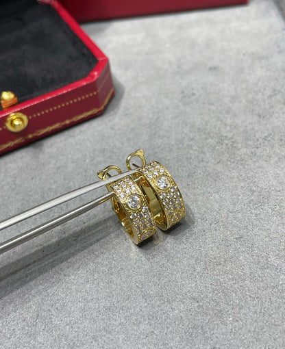 [Stars Jewelry]LOVE 5.5MM DIAMOND PAVED EARRINGS
