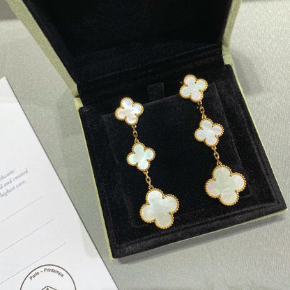 [Stars Jewelry]CLOVER MOP 3 MOTIFS GOLD EARRINGS