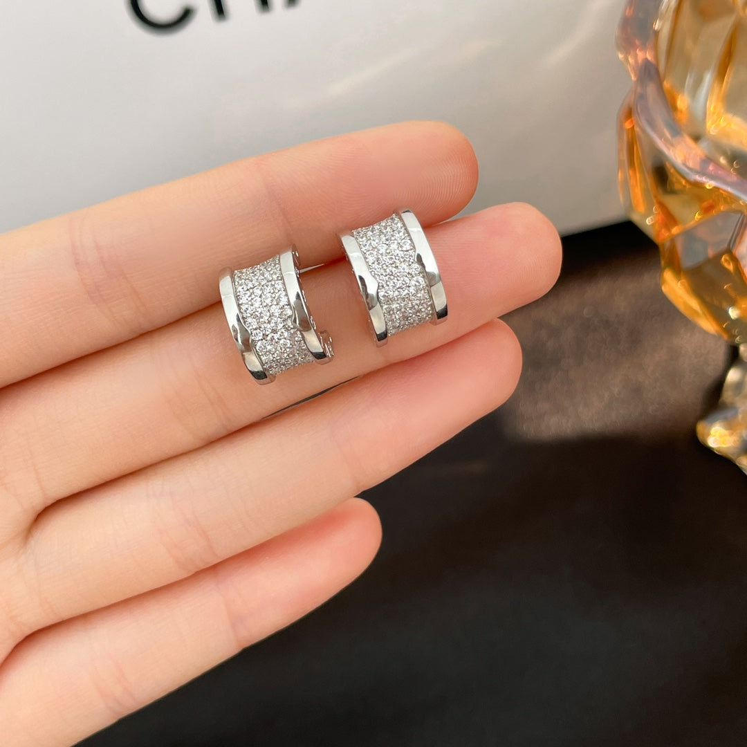 [Stars Jewelry]ZERO 1 DIAMOND PAVED EARRINGS
