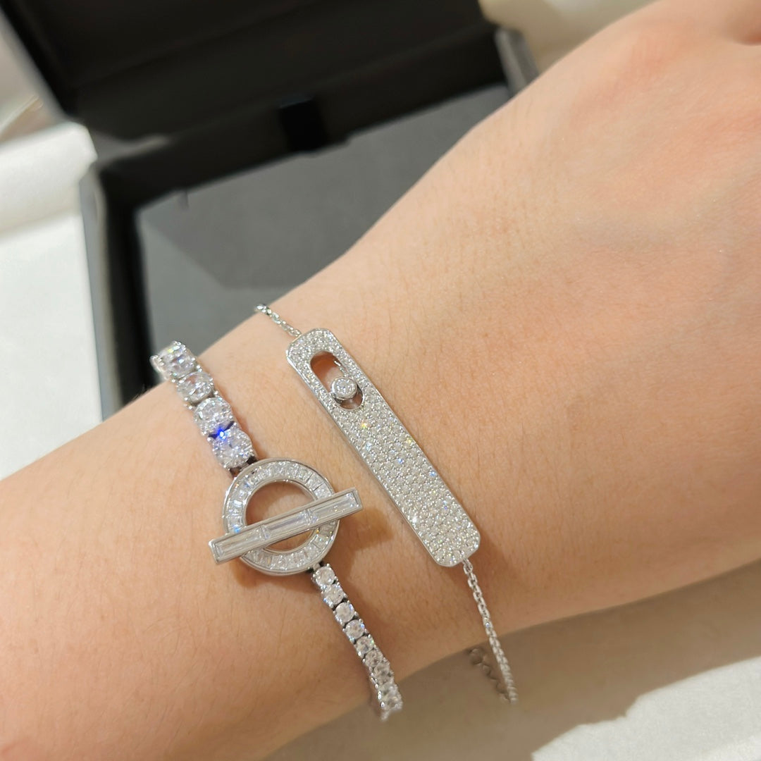 [Stars Jewelry]MOVE CLASSIQUE DIAMOND PAVED BRACELET(Adjustable)