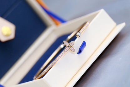 [Stars Jewelry]IDYLLE PINK GOLD OPEN BRACELET DIAMOND PAVED