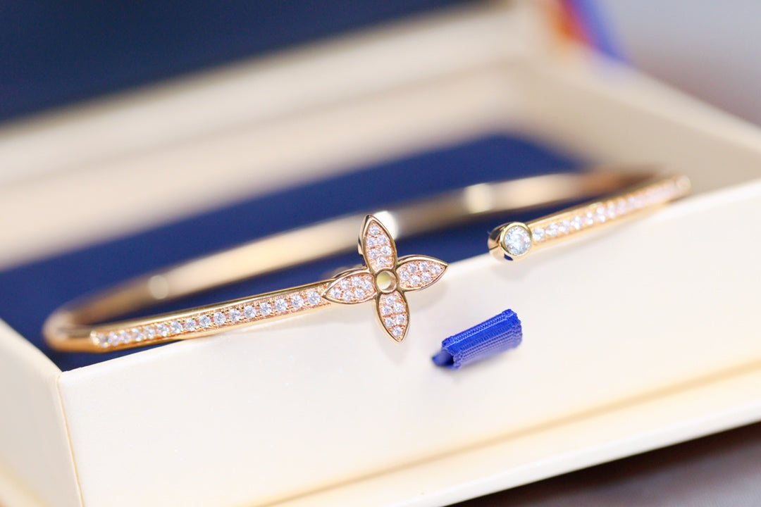 [Stars Jewelry]IDYLLE PINK GOLD OPEN BRACELET DIAMOND PAVED