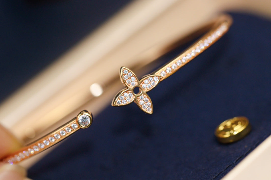 [Stars Jewelry]IDYLLE PINK GOLD OPEN BRACELET DIAMOND PAVED