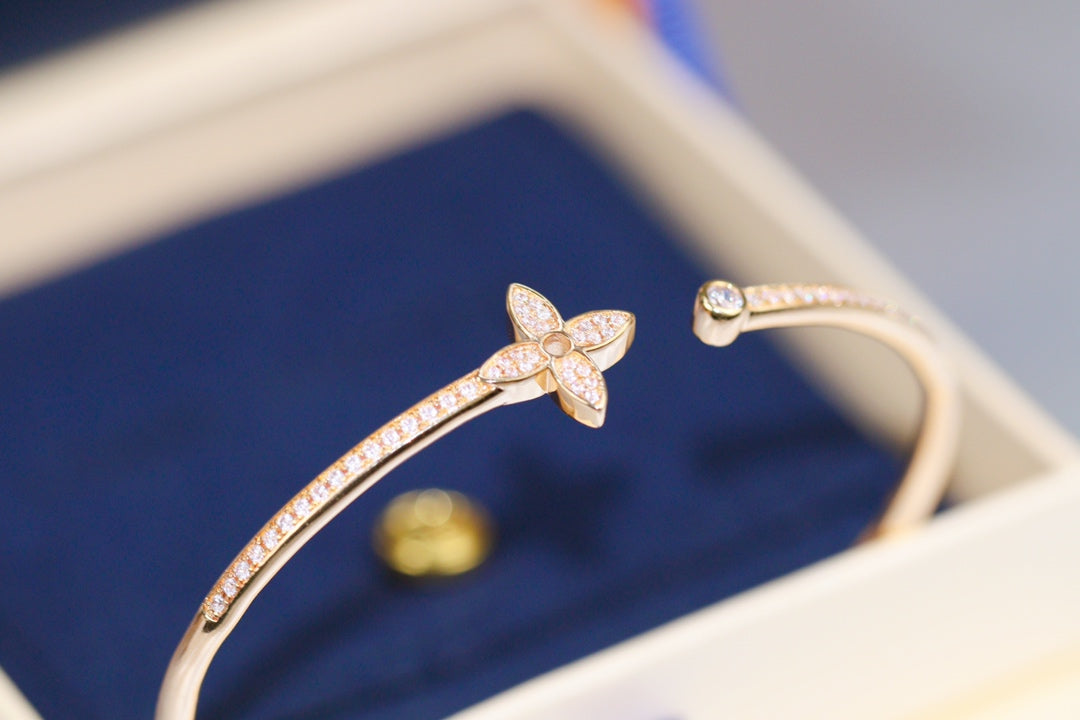 [Stars Jewelry]IDYLLE PINK GOLD OPEN BRACELET DIAMOND PAVED