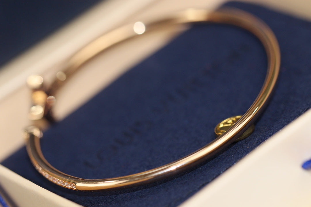 [Stars Jewelry]IDYLLE PINK GOLD OPEN BRACELET DIAMOND PAVED