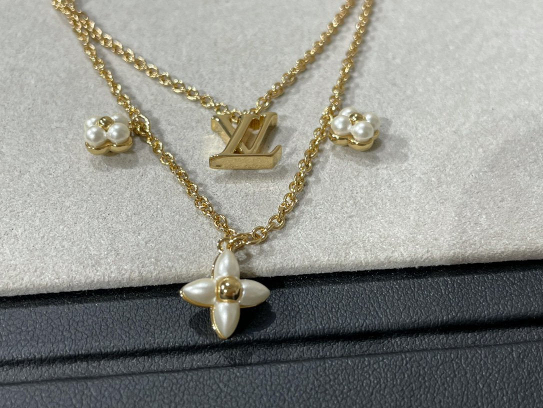[Stars Jewelry]FLOWERGRAM GOLD MOP DOUBLE ROW NECKLACE