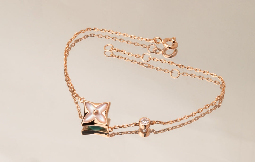 [Stars Jewelry]STAR PINK MOP 1 DIAMOND PINK GOLD NECKLACE