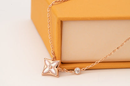 [Stars Jewelry]STAR PINK MOP 1 DIAMOND PINK GOLD NECKLACE