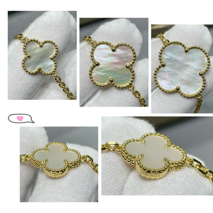 [Stars Jewelry]CLOVER 16 MOTIF WHITE MOP GOLD NECKLACE