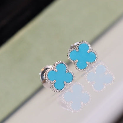 [Stars Jewelry]CLOVER MINI TURQUOISE SILVER STUD EARRINGS