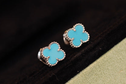 [Stars Jewelry]CLOVER MINI TURQUOISE SILVER STUD EARRINGS