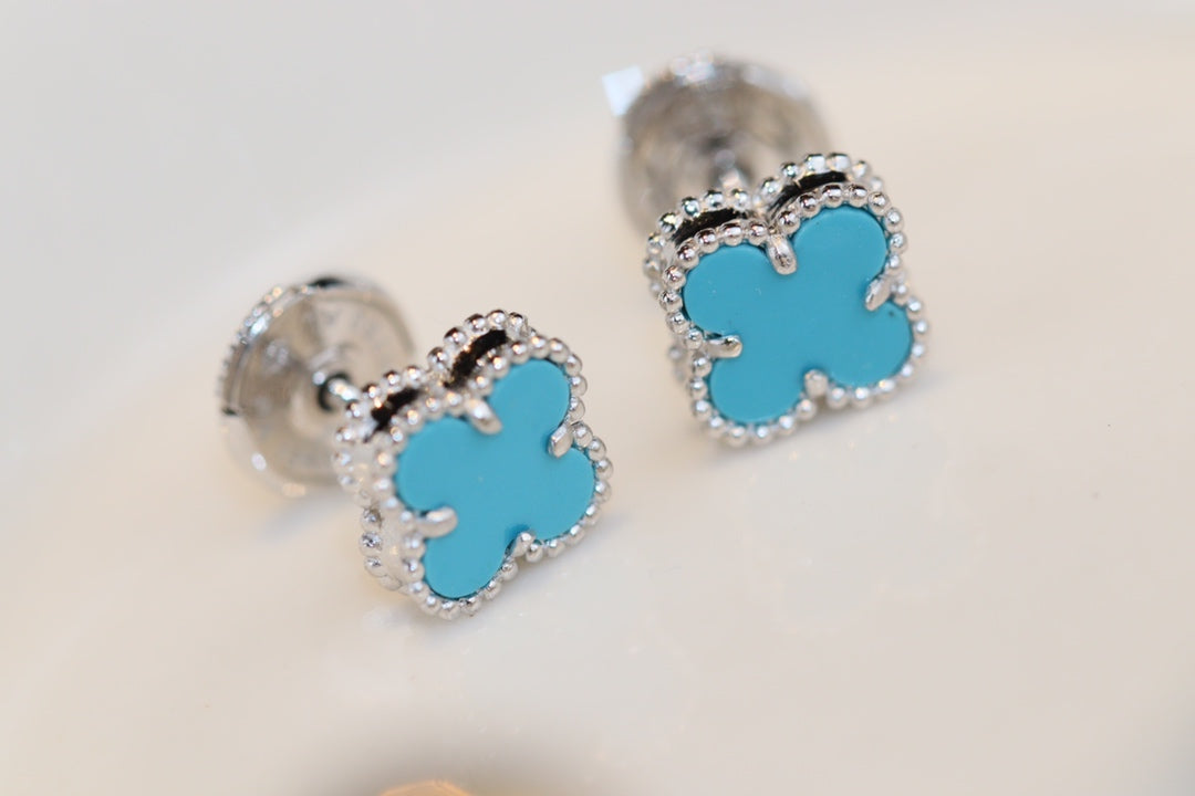 [Stars Jewelry]CLOVER MINI TURQUOISE SILVER STUD EARRINGS