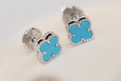 [Stars Jewelry]CLOVER MINI TURQUOISE SILVER STUD EARRINGS
