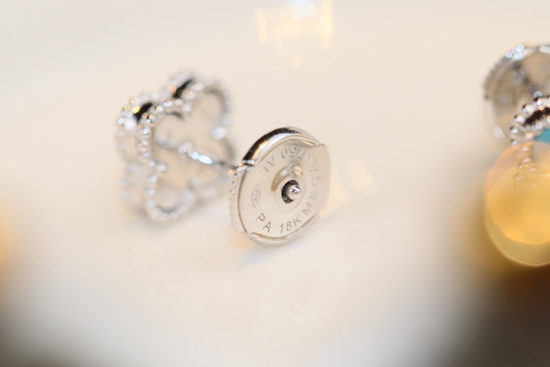 [Stars Jewelry]CLOVER MINI TURQUOISE SILVER STUD EARRINGS