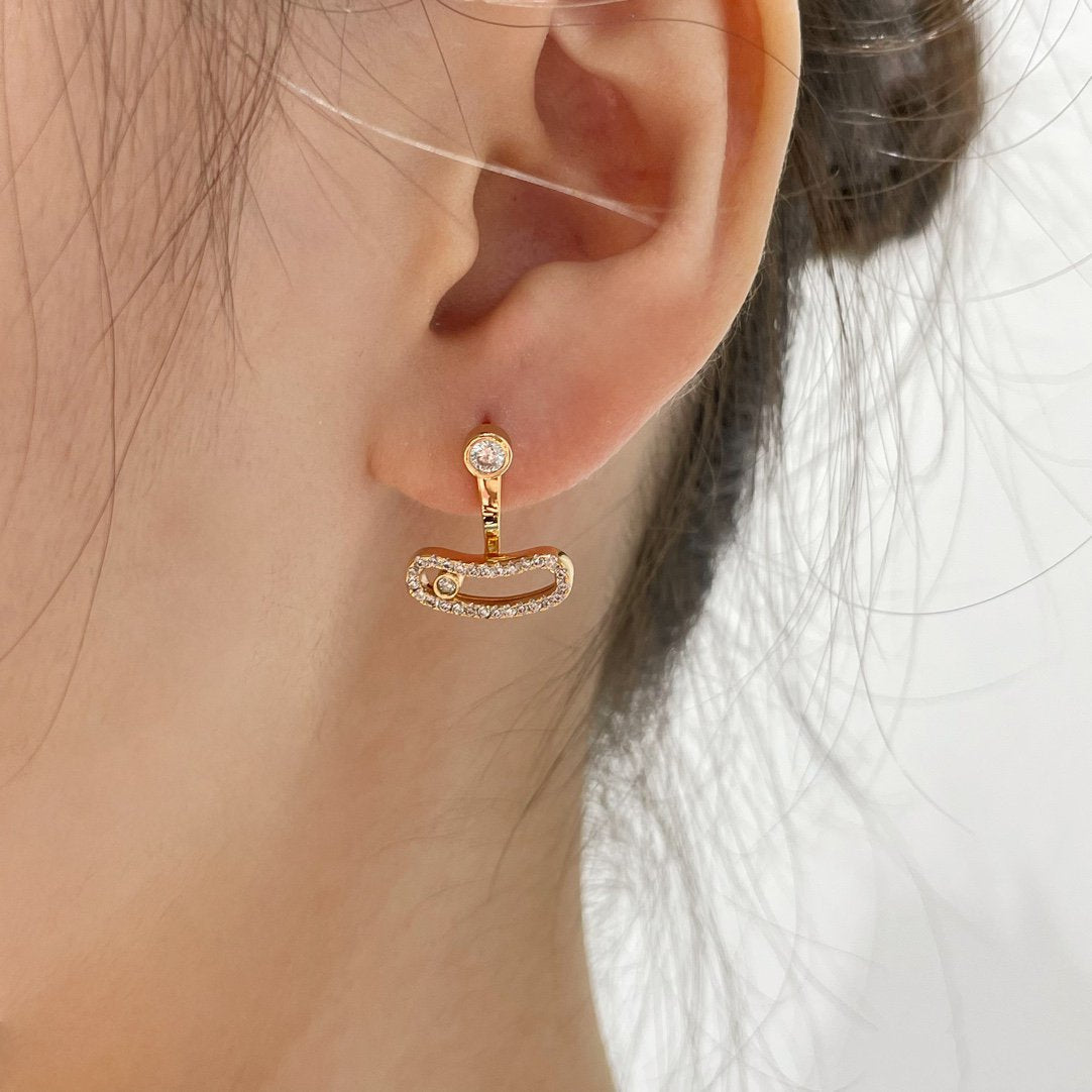 [Stars Jewelry]MOVE UNO PINK GOLD DIAMOND EARRINGS
