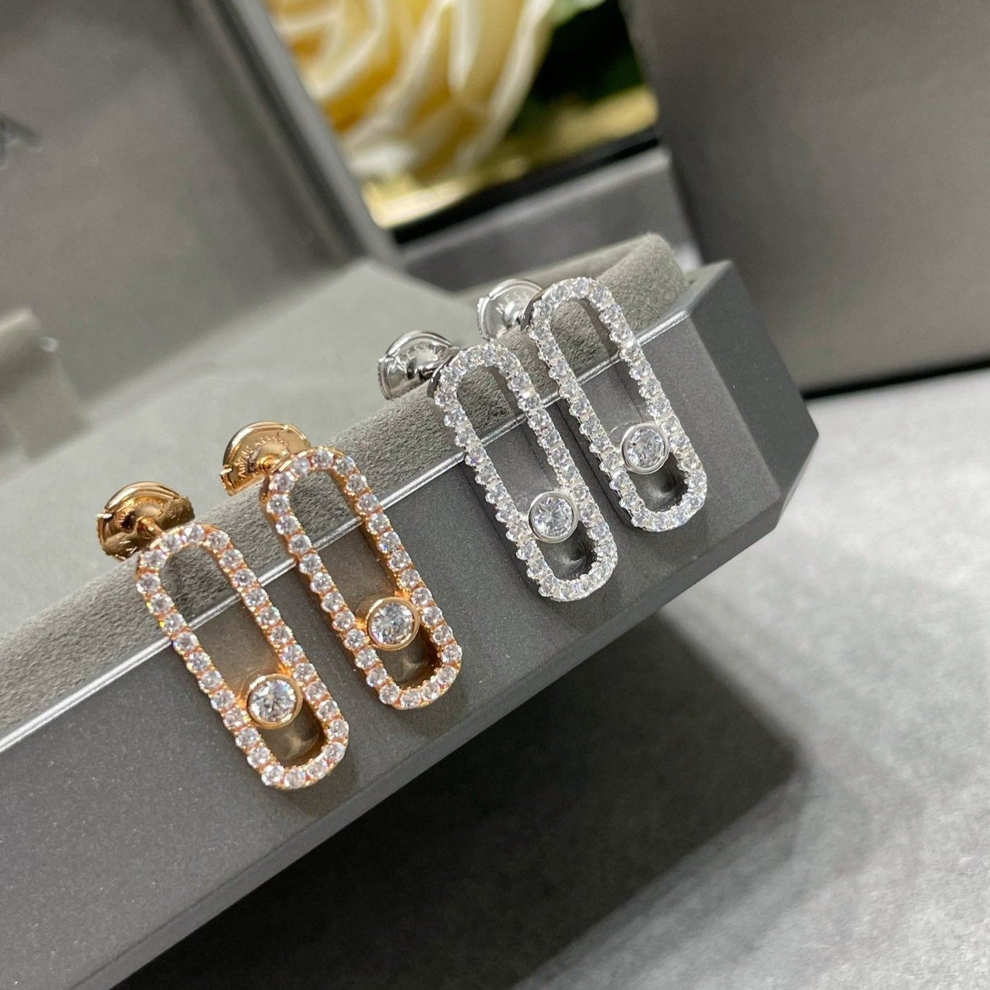 [Stars Jewelry]MOVE UNO STUD DIAMOND PAVED EARRINGS