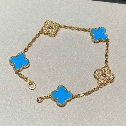 [Stars Jewelry] CLOVER 5 MOTIF BLUE AGATE BRACELET COLLECTION