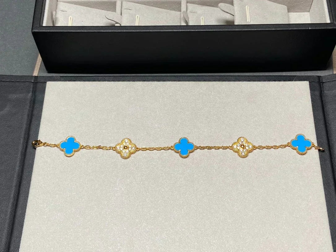 [Stars Jewelry] CLOVER 5 MOTIF BLUE AGATE BRACELET COLLECTION