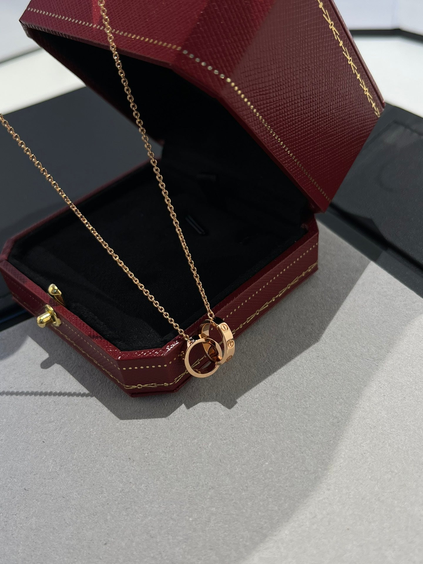 [Stars Jewelry]LOVE NECKLACE DOUBLE RING PINK GOLD
