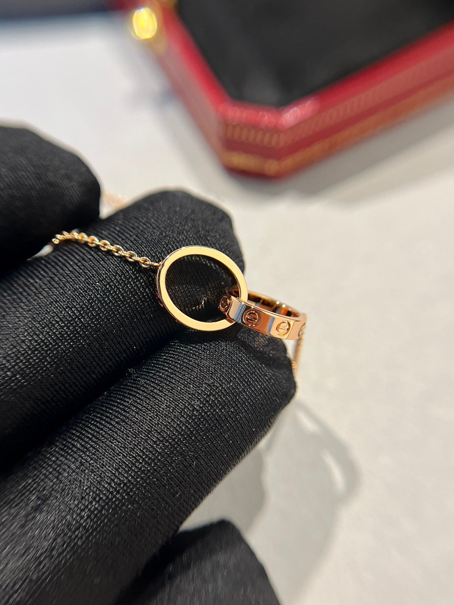 [Stars Jewelry]LOVE NECKLACE DOUBLE RING PINK GOLD