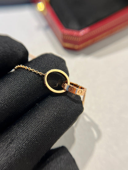 [Stars Jewelry]LOVE NECKLACE DOUBLE RING PINK GOLD