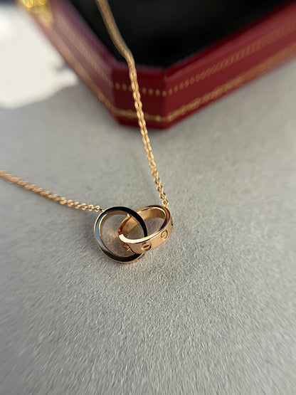 [Stars Jewelry]LOVE NECKLACE DOUBLE RING PINK GOLD