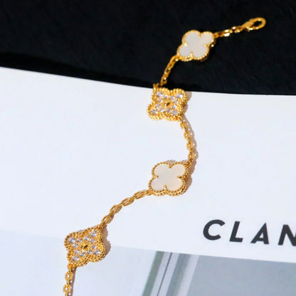 [Stars Jewelry]CLOVER WHITE PEARL MOP 5 MOTIF BRACELET COLLECTION