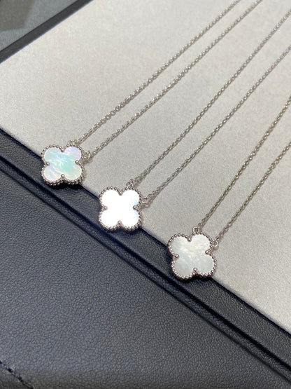 [Stars Jewelry]CLOVER MEDIUM SILVER WHITE MOP NECKLACE