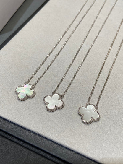 [Stars Jewelry]CLOVER MEDIUM SILVER WHITE MOP NECKLACE