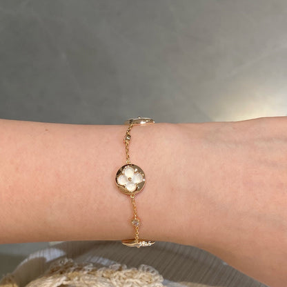 [Stars Jewelry]STAR AND SUN 4 MOTIF WHITE MOP PINK GOLD BRACELET