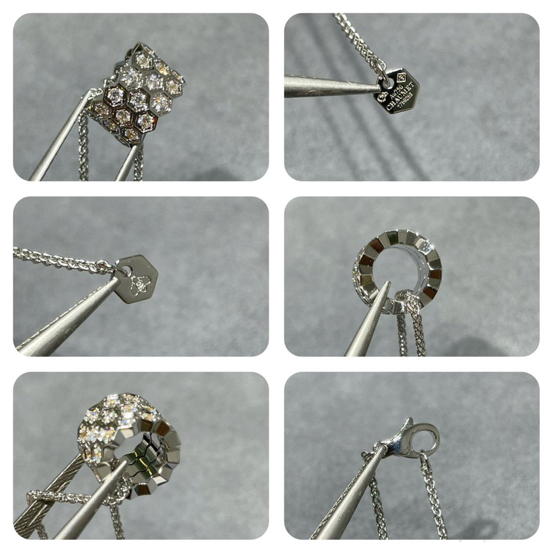 [Stars Jewelry]BEE LOVE DIAMOND PAVED 3 ROW NECKLACE