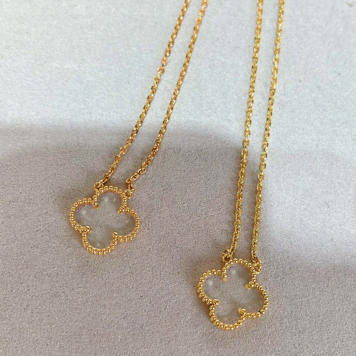 [Stars Jewelry]CLOVER ROCK CRYSTAL ROSE GOLD NECKLACE