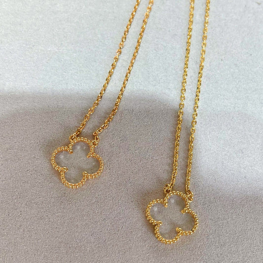 [Stars Jewelry]CLOVER ROCK CRYSTAL ROSE GOLD NECKLACE